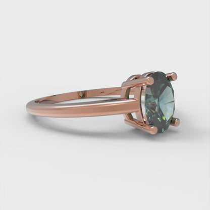 1 cttw Blue Moissanite Solitaire  Engagement Ring - Solid Gold (Oval Cut,7x5mm)