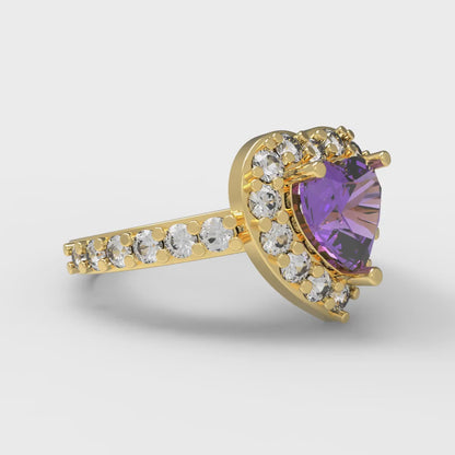 2.03 cttw Simulated Alexandrite Hidden Halo Engagement Ring - Solid Gold (Heart Cut,7.0mm)