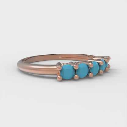 0.35 cttw Simulated Turquoise Round Cut Rose Gold Eternity Wedding Band