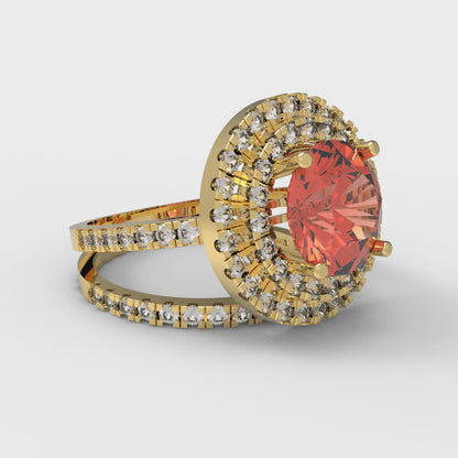 2.73 cttw Round Cut Simulated Red Diamond Bridal Set - Solid Yellow Gold Engagement Ring & Wedding Band