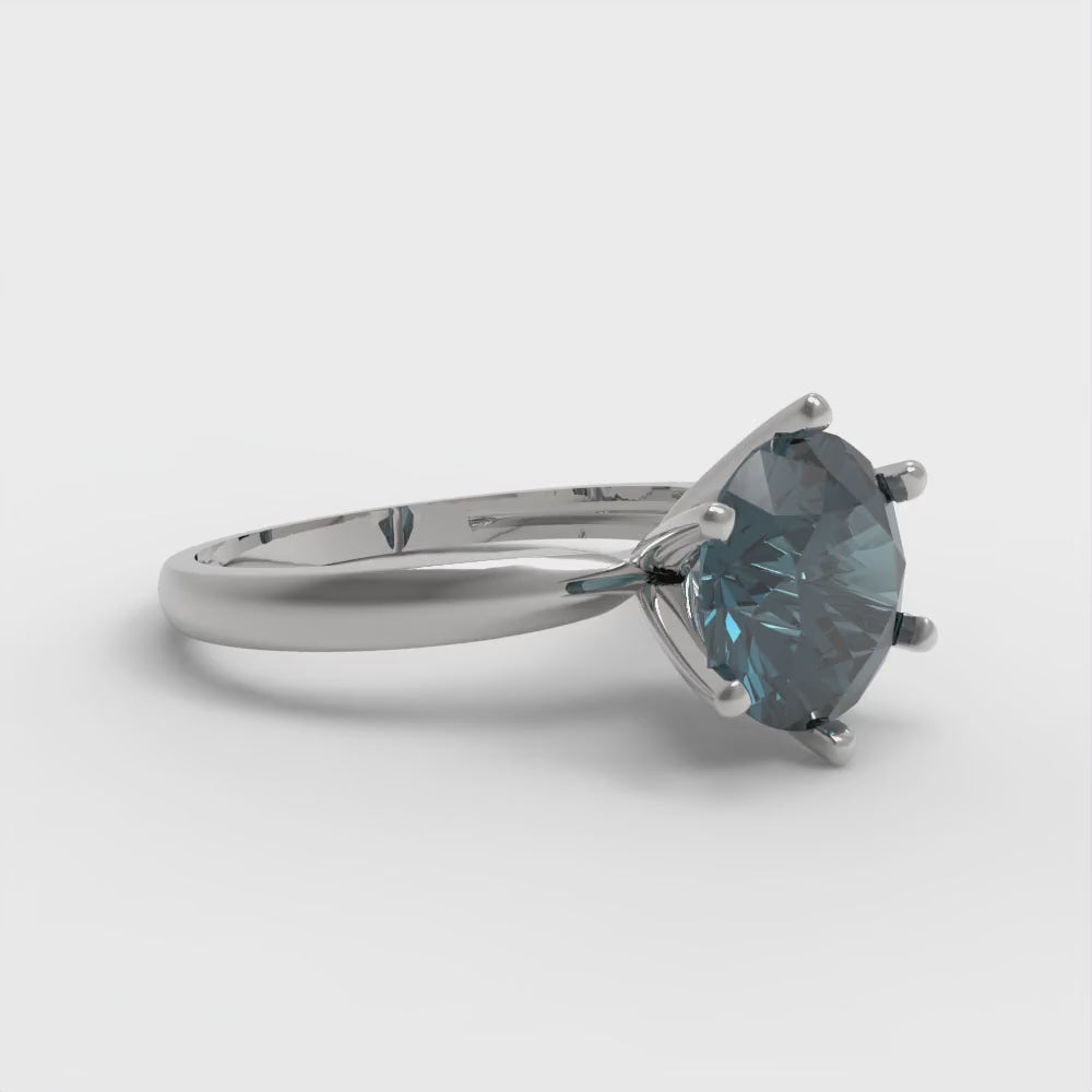 2 cttw Natural London Blue Topaz Solitaire  Engagement Ring - Solid Gold (Round Cut,8.0mm)