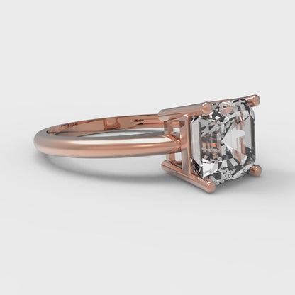 1.5 cttw Certified Moissanite Solitaire  Engagement Ring - Solid Gold (VVS1, D-F,Asscher Cut,6.5mm)