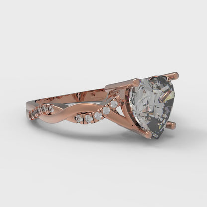 2.1 cttw Zirconia Simulated Diamond Solitaire with Zirconia Simulated Diamond Accents Engagement Ring - Solid Gold (VVS1, Heart Cut,8mm)