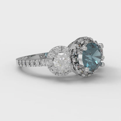 1.46 cttw Natural London Blue Topaz Three-Stone Engagement Ring - Solid Gold (Round Cut,6.0mm)