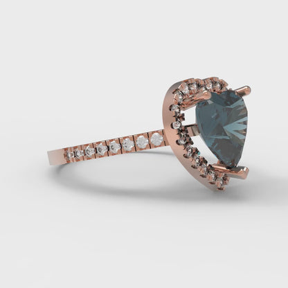 2.285 cttw Natural London Blue Topaz Hidden Halo Engagement Ring - Solid Rose Gold (VVS1, Heart Cut,8mm)