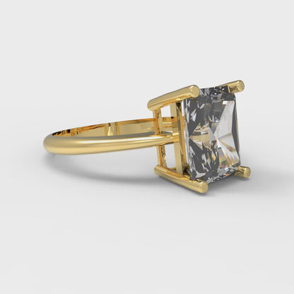 2.5 cttw White Sapphire Solitaire  Engagement Ring - Solid Gold (Radiant Cut,8.5x6.5mm)