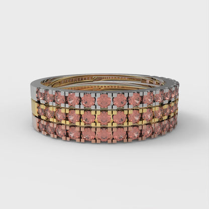 0.855 cttw Simulated Red Diamond Round Cut White/Rose/Yellow Gold Eternity Wedding Band