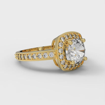 1.335 cttw Certified Moissanite Hidden Halo Engagement Ring - Solid Gold (VVS1, D-F,Round Cut,6.5mm)