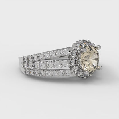 1.83 cttw Natural Morganite Hidden Halo Engagement Ring - Solid Gold (Round Cut,6.5mm)