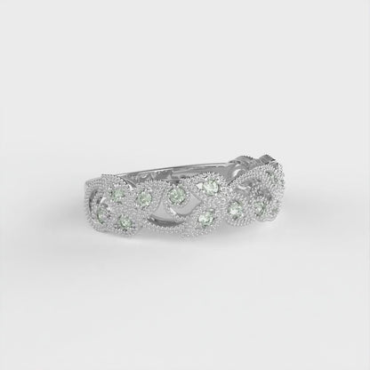 0.17 cttw Simulated Green Diamond Round Cut White Gold Eternity Wedding Band