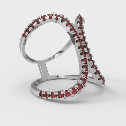 0.5 cttw Natural Garnet Statement Engagement Ring - Solid White Gold (VVS1, Round Cut,1.3mm)