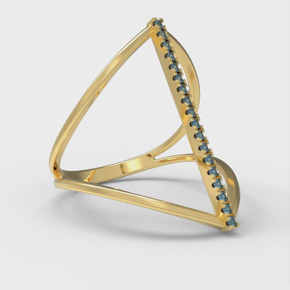 0.09 cttw Simulated Tanzanite Statement Engagement Ring - Solid Gold (Round Cut,1.0mm)