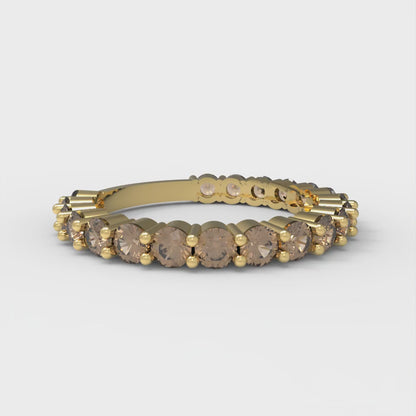 1.2 cttw Yellow Moissanite Round Cut Yellow Gold Eternity Wedding Band