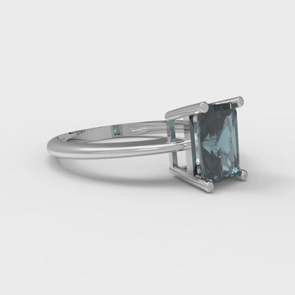1 cttw Natural London Blue Topaz Solitaire  Engagement Ring - Solid Gold (Radiant Cut,7x5mm)