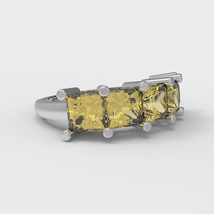 2.5 cttw Natural Citrine Princess Cut White Gold Eternity Wedding Band