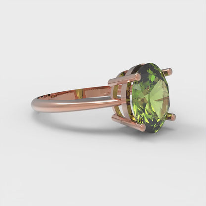 2 cttw Natural Peridot Solitaire  Engagement Ring - Solid Gold (Oval Cut,9x7mm)