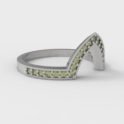 0.1875 cttw Natural Peridot Round Cut White Gold Eternity Wedding Band