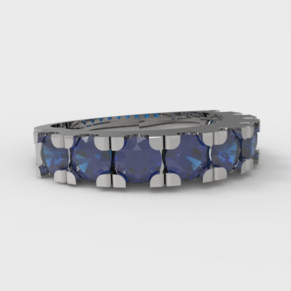 1.53 cttw Simulated Tanzanite Round Cut White Gold Eternity Wedding Band
