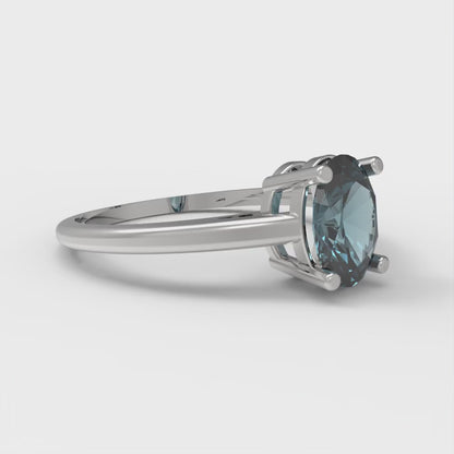 1 cttw Natural London Blue Topaz Solitaire  Engagement Ring - Solid Gold (Oval Cut,7x5mm)