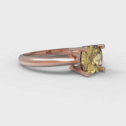 1 cttw Natural Citrine Solitaire  Engagement Ring - Solid Rose Gold (VVS1, Cushion Cut,6mm)
