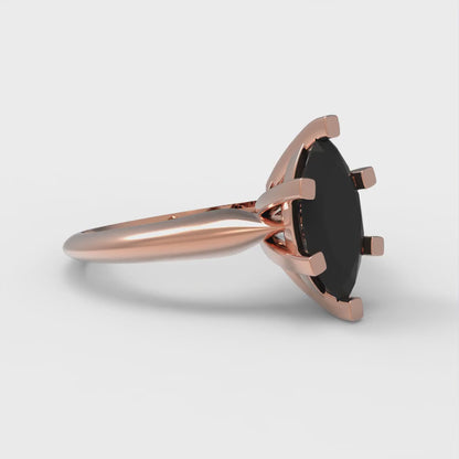 1 cttw Natural Onyx Solitaire  Engagement Ring - Solid Gold (Marquise Cut,10x5mm)