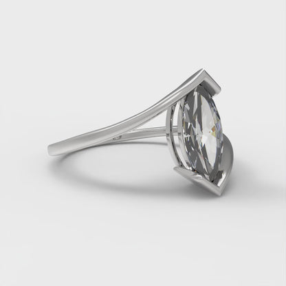 1 cttw Certified Moissanite Solitaire  Engagement Ring - Solid Gold (VVS1, D-F,Marquise Cut,10x8mm )