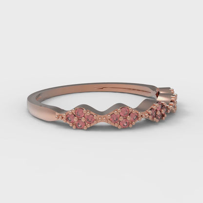 0.1 cttw Simulated Ruby Round Cut Rose Gold Eternity Wedding Band