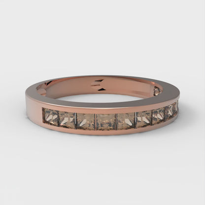 0.78 cttw Yellow Moissanite Princess Cut Rose Gold Eternity Wedding Band