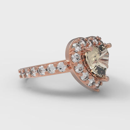 2.03 cttw Natural Morganite Hidden Halo Engagement Ring - Solid Gold (Heart Cut,7.0mm)