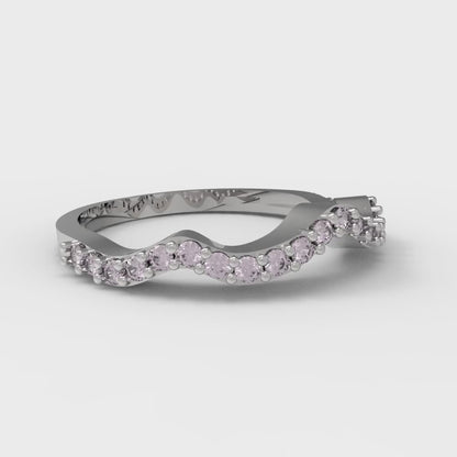 0.23 cttw Simulated Pink Diamond Round Cut White Gold Eternity Wedding Band