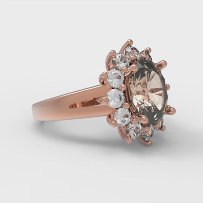 2.72 cttw Yellow Moissanite Hidden Halo Engagement Ring - Solid Gold (Oval Cut,9x7mm)