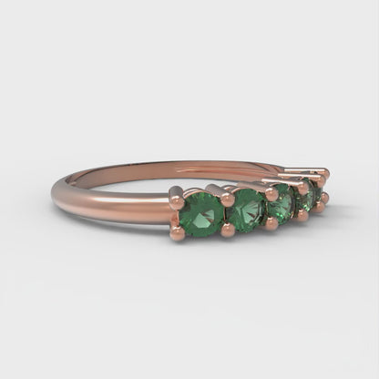0.35 cttw Simulated Emerald Round Cut Rose Gold Eternity Wedding Band