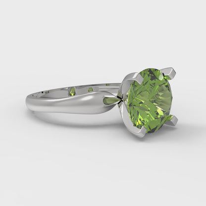 2.5 cttw Natural Peridot Solitaire  Engagement Ring - Solid Gold (Round Cut,8.5mm)