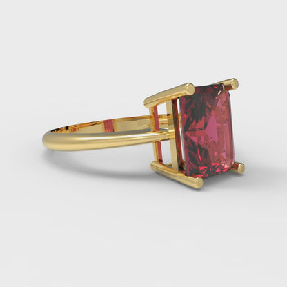 2.5 cttw Natural Garnet Solitaire  Engagement Ring - Solid Gold (Radiant Cut,8.5x6.5mm)