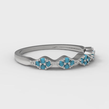 0.1 cttw Simulated Turquoise Round Cut White Gold Eternity Wedding Band
