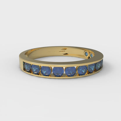 0.39 cttw Simulated Tanzanite Round Cut Yellow Gold Eternity Wedding Band