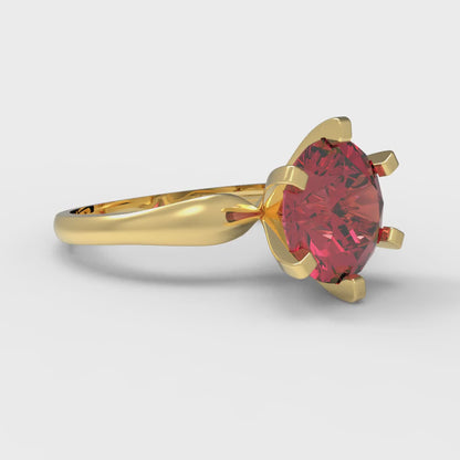 2.5 cttw Simulated Pink Tourmaline Solitaire  Engagement Ring - Solid Yellow Gold (VVS1, Round Cut,8.5mm)
