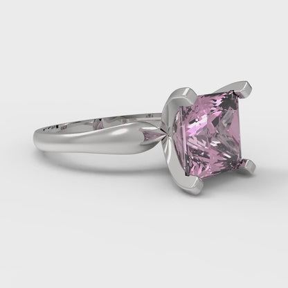 2.5 cttw Zirconia Simulated Pink Diamond Solitaire  Engagement Ring - Solid Gold (VVS1, Princess Cut,7.5mm)