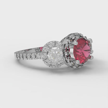 1.46 cttw Natural Garnet Three-Stone Engagement Ring - Solid Yellow Gold (VVS1, Round Cut,6.0mm)