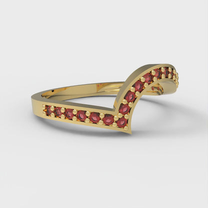 0.165 cttw Natural Garnet Round Cut Yellow Gold Eternity Wedding Band