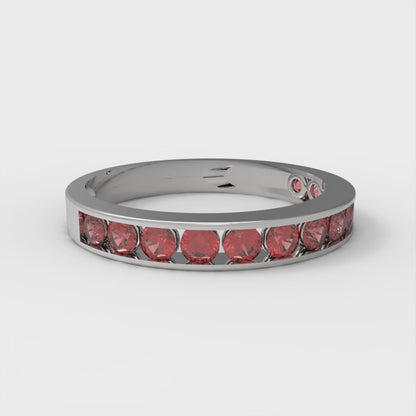 0.39 cttw Simulated Ruby Round Cut White Gold Eternity Wedding Band