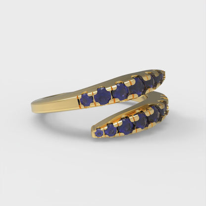 0.235 cttw Simulated Blue Sapphire Round Cut Yellow Gold Eternity Wedding Band