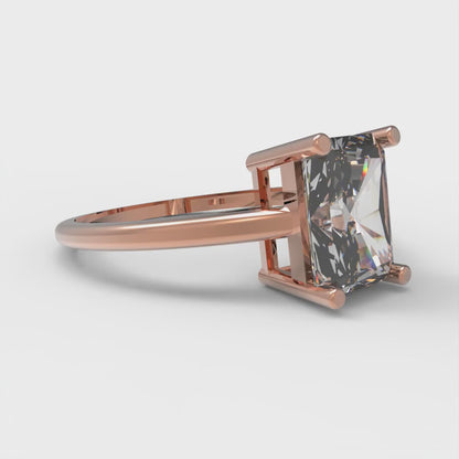 2 cttw White Sapphire Solitaire  Engagement Ring - Solid Gold (Emerald Cut,8x6mm)