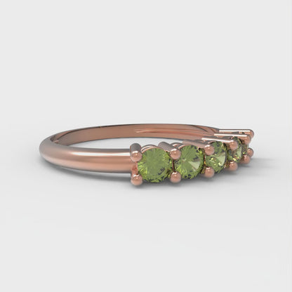 0.35 cttw Natural Peridot Round Cut Rose Gold Eternity Wedding Band