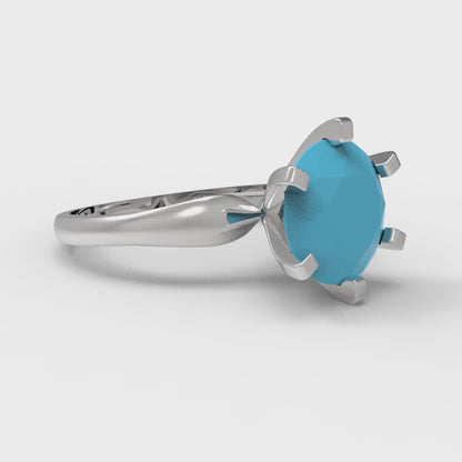 2.5 cttw Simulated Turquoise Solitaire  Engagement Ring - Solid Gold (Round Cut,8.5mm)