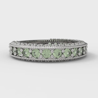1.44 cttw Simulated Green Diamond Round Cut White Gold Eternity Wedding Band