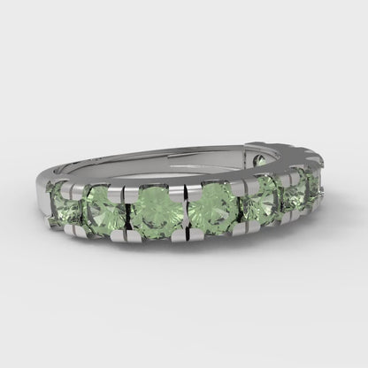 1 cttw Simulated Green Diamond Round Cut White Gold Eternity Wedding Band
