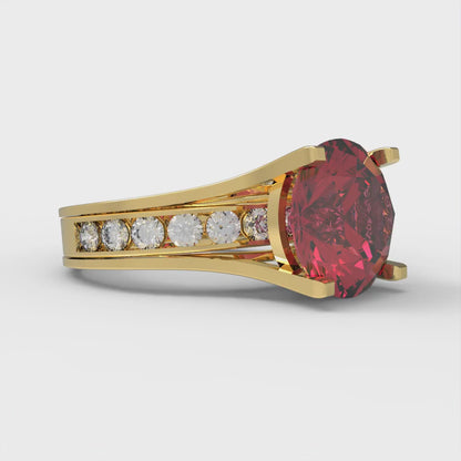 3.39 cttw Round Cut Simulated Ruby Bridal Set - Solid Yellow Gold Engagement Ring & Wedding Band