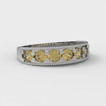 0.81 cttw Simulated Yellow Diamond Round Cut White Gold Eternity Wedding Band