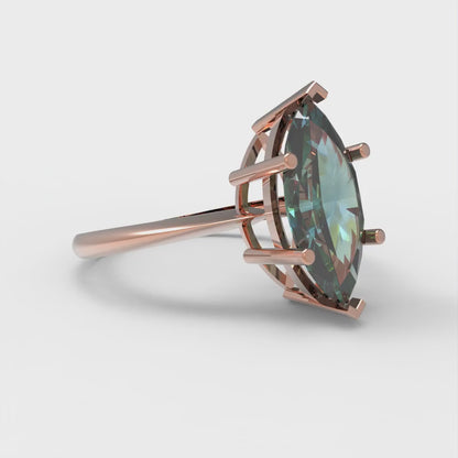 2.5 cttw Blue Moissanite Solitaire  Engagement Ring - Solid Gold (Marquise Cut ,13x6.5mm)